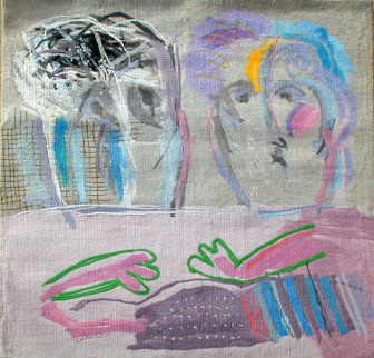 Tete a Tete #7 Tapestry 1988 68x58 Tapestry - Calman Shemi Tete a Tete #7 Tapestry 1988 68x58 Tapestry - Calman Shemi