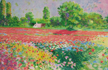 Early Evening on the Field Poppies 1994 Limited Edition Print - Claude Cambour