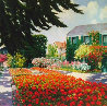 Les Geraniums Rouges 44x44 Original Painting by Claude Cambour - 0