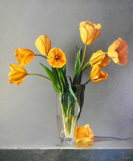 Tulipani Gialli 2011 34x30 Original Painting - Dario Campanile Tulipani Gialli 2011 34x30 Original Painting - Dario Campanile