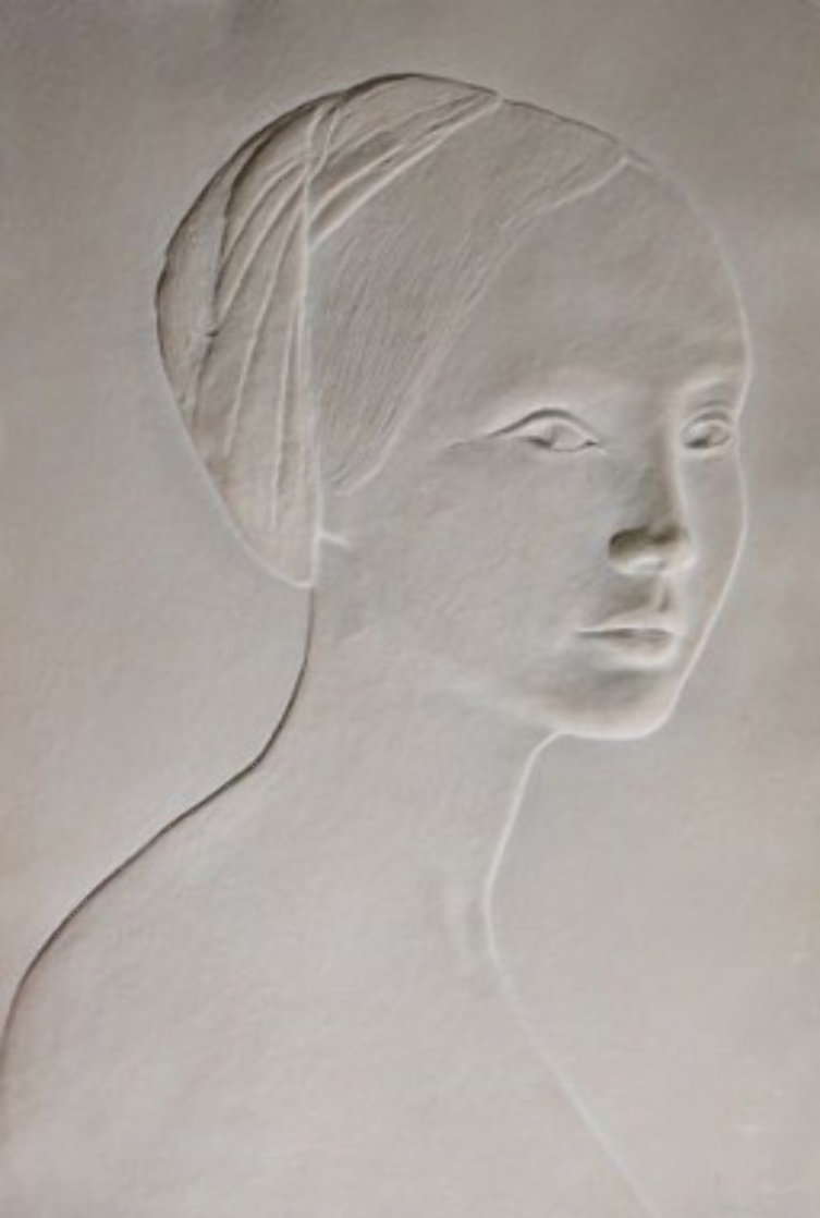 Portrait of a Young Girl Cast Paper Bas Relief Sculpture 1985 Sculpture by Dario Campanile Portrait of a Young Girl Cast Paper Bas Relief Sculpture 1985 Sculpture by Dario Campanile