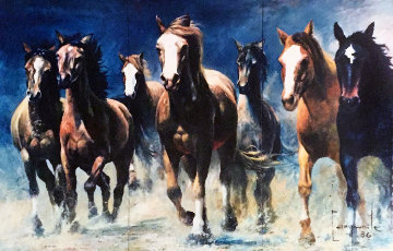 Galappo Triptych 1986 89x65 Mural Size  Original Painting - Dario Campanile