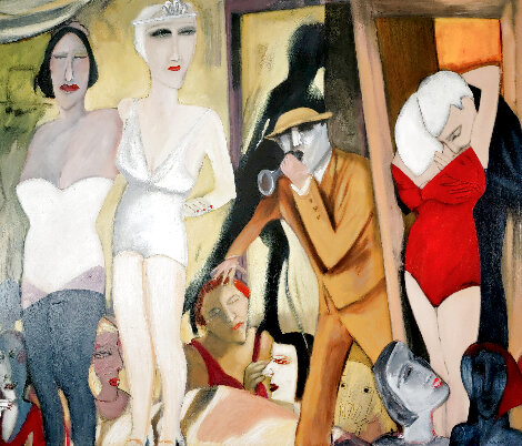 Shelia Cooper Watches Her Looks Go 1996 54x64 - Huge - Signed Twice Original Painting - Sandra Jones Campbell