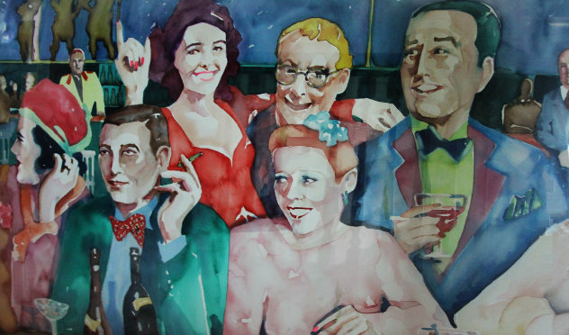 Drinks At the Club  Watercolor 1987 41x54 Watercolor by Sandra Jones Campbell