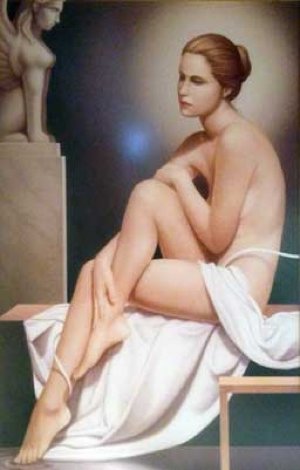 Nude Dancer on Bench 52x38 Original Painting - Edson Campos