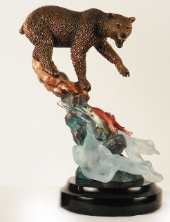 Salmon Supper Resin and Bronze 1994 11 in Sculpture - Kitty Cantrell Salmon Supper Resin and Bronze 1994 11 in Sculpture - Kitty Cantrell