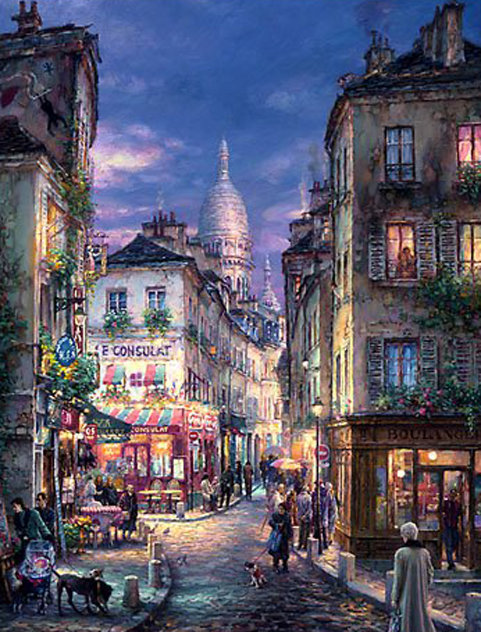 A Stroll in Montmartre 2009 Embellished - France - Huge Limited Edition Print by Cao Yong
