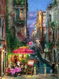 Red Umbrella 2000 Embellished - Venice, Italy Limited Edition Print - Cao Yong