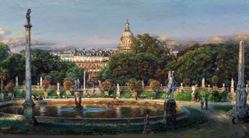 Luxembourg Garden AP Embellished - AP -  Huge 18x54 Limited Edition Print - Cao Yong