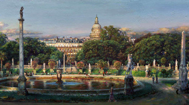 Luxembourg Garden AP Embellished - AP -  Huge 18x54 Limited Edition Print by Cao Yong