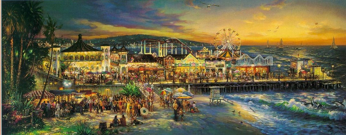 Santa Monica 2000 Embellished Huge Limited Edition Print by Cao Yong