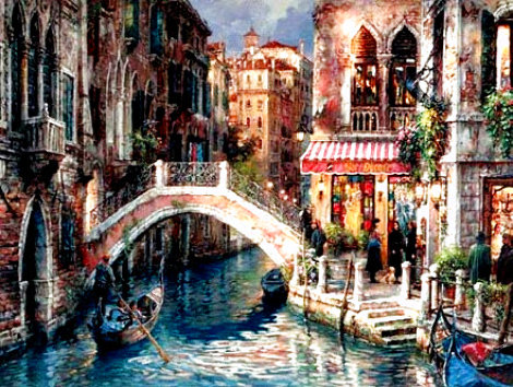 Over the Bridge Embellished -Venice, Italy Limited Edition Print - Cao Yong