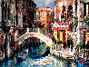 Over the Bridge Embellished -Venice, Italy Limited Edition Print by Cao Yong - 0