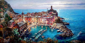 Moonlight in Vernazza AP 2007 Embellished Limited Edition Print - Cao Yong Moonlight in Vernazza AP 2007 Embellished Limited Edition Print - Cao Yong