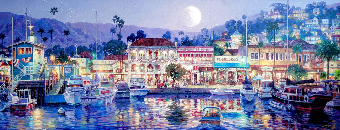 Avalon Bay - Huge - Catalina Island, California 27x53 Limited Edition Print by Cao Yong