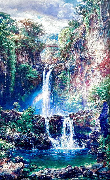 Sacred Pools AP Embellished - Huge - Hana, Hawaii Limited Edition Print by Cao Yong