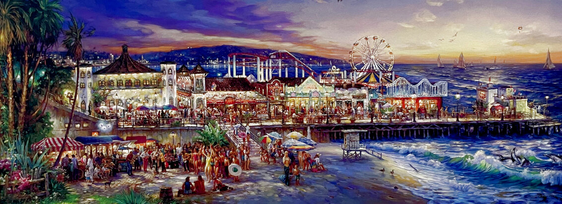 Santa Monica 1999 Limited Edition Embellished Giclee on Canvas by