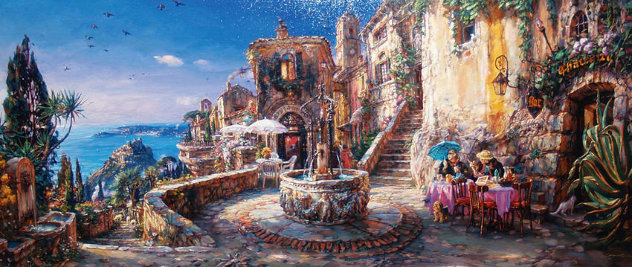 Mediterranean Sunrise Embellished - Huge Limited Edition Print by Cao Yong