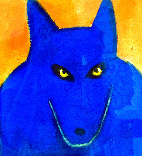 Blue Wolf 2000 22x22 Works on Paper (not prints) - Carole Laroche Blue Wolf 2000 22x22 Works on Paper (not prints) - Carole Laroche