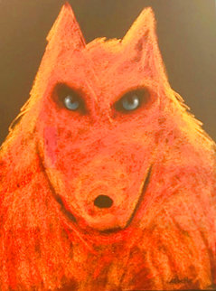 Orange Wolf Pastel 2017 35x27 Original Painting - Carole Laroche Orange Wolf Pastel 2017 35x27 Original Painting - Carole Laroche