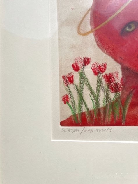 Serah/Red Tulips 1998 20x20 Works on Paper (not prints) by Carole Laroche