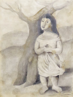 Mujer Con Fruta 1945 30x26 Original Painting - Mario Carreno Mujer Con Fruta 1945 30x26 Original Painting - Mario Carreno