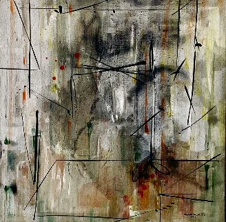 Expansión Zone #1 2009 40x40 Huge Original Painting - Antonio Carreno Expansión Zone #1 2009 40x40 Huge Original Painting - Antonio Carreno