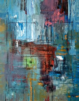 Blue Ensamble 2008 72x58 Super Huge Original Painting - Antonio Carreno Blue Ensamble 2008 72x58 Super Huge Original Painting - Antonio Carreno