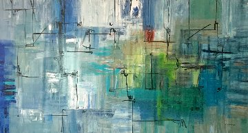 Blue Shift #4 2011 54x98 Super Huge Original Painting - Antonio Carreno Blue Shift #4 2011 54x98 Super Huge Original Painting - Antonio Carreno