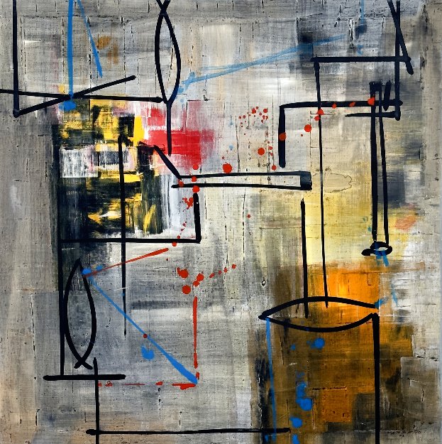 Red Constellation 2007 48x48 - Huge Original Painting - Antonio Carreno