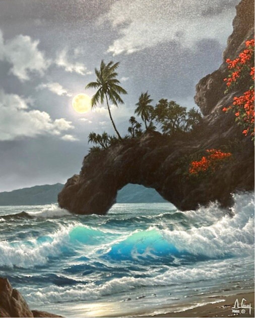 Hanalei At Night 1970 34x24 - Hawaii by Anthony Casay - For Sale