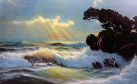 Seascape Painting - 1980 44x64 Huge - Mural Size Original Painting - Anthony Casay