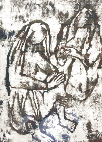 Untitled Portrait 1990 28x22 Ink Drawing Drawing - Judy Cassab