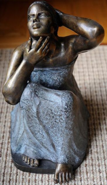Untitled Seated Girl Bronze Sculpture 1995 Sculpture by Felipe Castaneda