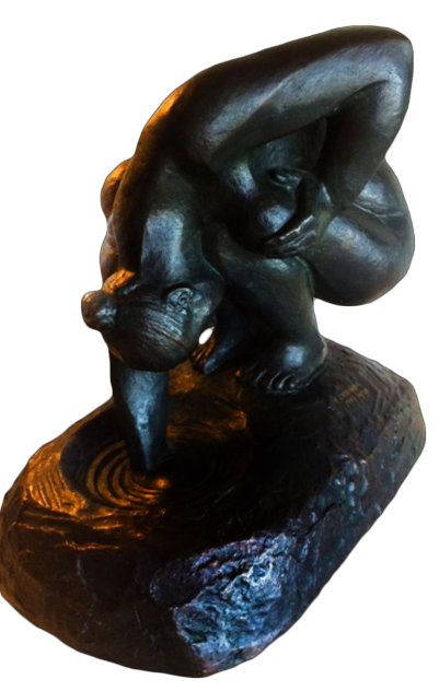 Bathing Woman Bronze Sculpture 1998 11 in Sculpture by Felipe Castaneda