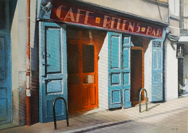 Cafe Belen, Madrid 2020 20x27 - Spain Original Painting by Tomas Castano