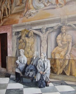 Reposo En El Vaticano 2005 24x18 Original Painting - Tomas Castano Reposo En El Vaticano 2005 24x18 Original Painting - Tomas Castano