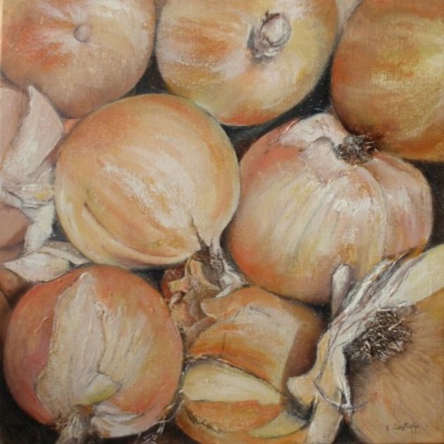 Onions 2011 11x11 Original Painting by Tomas Castano