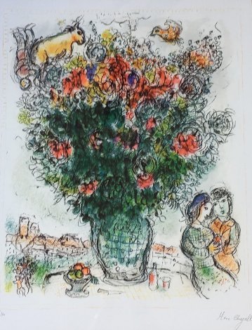 Multicolored Bouquet 1975 HS Limited Edition Print - Marc Chagall