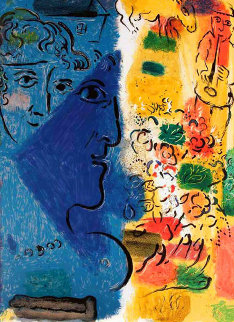 Blue Profile Poster 1967 HS Limited Edition Print - Marc Chagall Blue Profile Poster 1967 HS Limited Edition Print - Marc Chagall