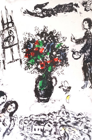 Bouquet Su La Ville 1983 HS Limited Edition Print - Marc Chagall