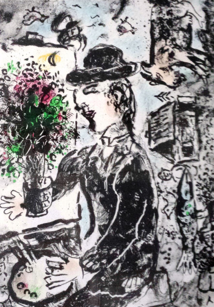 Peintre Aux Chapeau HS - Sold Blue Chip Limited Edition Print by Marc Chagall