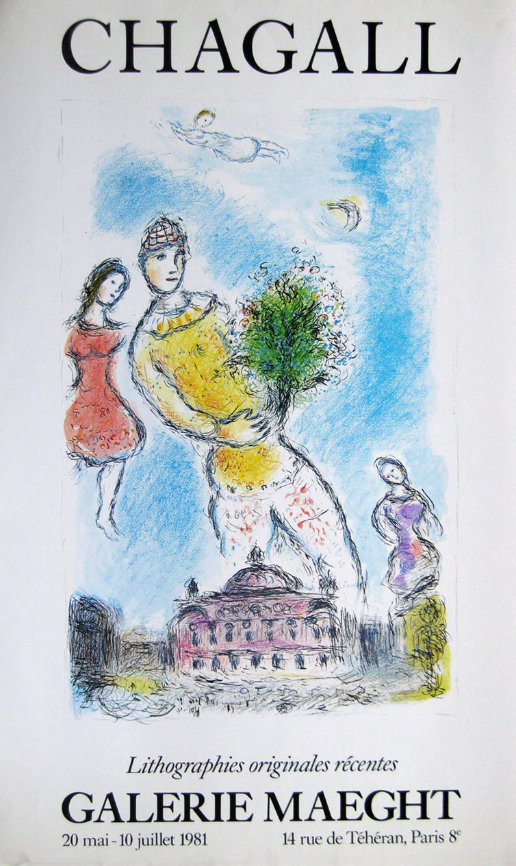 Galerie Maeght Exhibition Poster 1981 Lithograph 28x21 By Marc Chagall