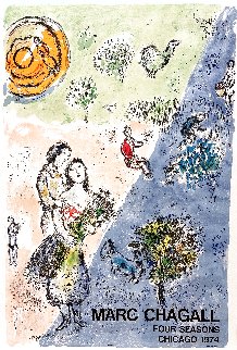 Four Seasons Poster - Chicago 1974 Limited Edition Print - Marc Chagall Four Seasons Poster - Chicago 1974 Limited Edition Print - Marc Chagall