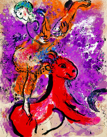 l'ecuyere Au Cheval Rouge - Woman Circus Rider on Red Horse 1957 HS Limited Edition Print - Marc Chagall