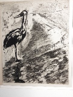 Crane in a Lake With Fish  Fables De La Fontaine Limited Edition Print - Marc Chagall