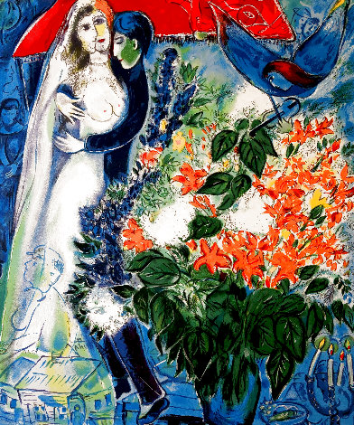 Le Mariee Sous Le Baldaquin 1995 - Huge Limited Edition Print - Marc Chagall