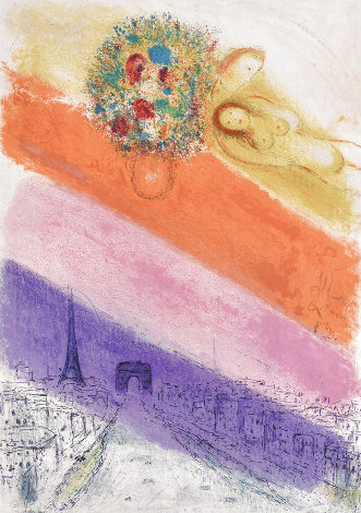 Les Champs-Elysees 1954 HS - Huge - Paris, France Limited Edition Print - Marc Chagall