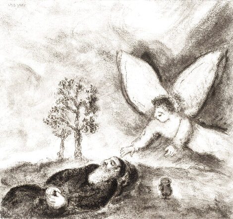 Elijah Touched by an Angel 1956 Limited Edition Print - Marc Chagall