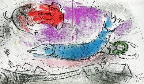 Blue Fish 1957 HS Limited Edition Print - Marc Chagall